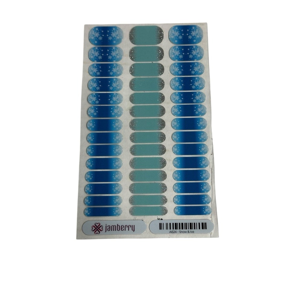 Jamberry Nail Wraps Art Stickers Decals Snow & Ice A624 Blue Teal Snowflake